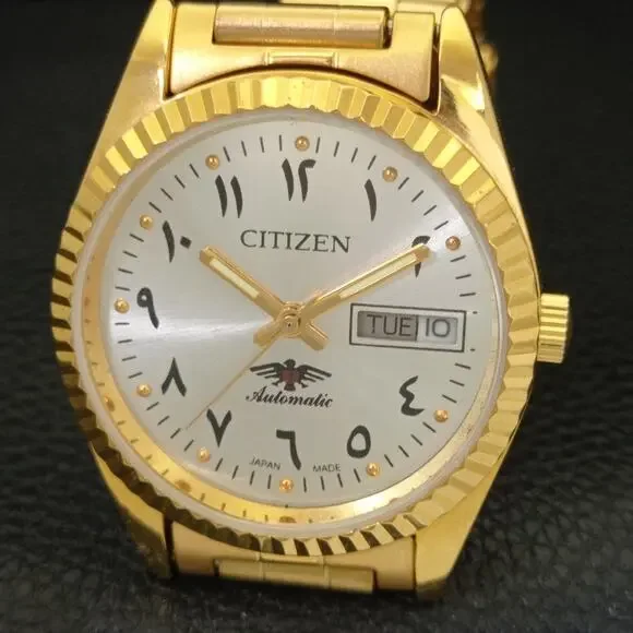 Vintage 1998 Citizen Automatic Mens Gold Watch W/daydate & Silver accents - Picture 3 of 10